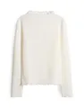 OPUS Damen Langarmshirt | SIRKEN Slim strukturiertes Longsleeve mit Kurbelkanten Milk, 44
