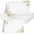 50 Stück Tischkarten Hochzeit Geburtstag 85x55 mm Blumen Tischdekoration Namenskarten zum selbst Beschriften Namensschild Platzkarten für Kommunion Taufe Silvester Neujahr Feier