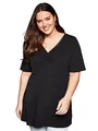 Sheego Damen Große Größen Longshirt mit Raffung Basicmode feminin V-Ausschnitt Raffung