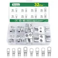 Satz Mit 32 Rohrförmigen Kabelschuhen, 6 Mm2, 10 Mm2, 16 Mm2, 25 Mm2 Kabelschuhe, Verzinnte Kupferring-kabelschuhe Für M6- Und M8-ringösen An Fahrzeugen