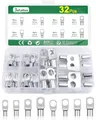 Bolatus 32 Stück Rohrkabelschuhe Set, Kabelschuhe 6mm², 10mm², 16mm², 25mm² Ringkabelschuhe aus Verzinntem Kupfer für Kfz Ringösen M6 M8