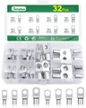 32 Stück Rohrkabelschuhe Set, Kabelschuhe 6mm², 10mm², 16mm², 25mm² Ringkabel...