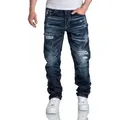 Amaci&Sons Straight-Jeans KANSAS Regular Fit Destroyed Jeans blau W40/L34