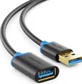 deleyCON 1m USB 3.0 Super Speed Verlängerungskabel - USB A-Stecker zu USB A-Buchse - USB 3.0 Super Speed Technologie bis zu 5 Gbit/s - Schwarz/Blau