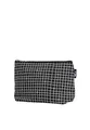 Kosmetiktasche groß - Kosmetik Organizer für Damen & Herren - Reise Kulturbeutel mit Muster - 100% Bio Baumwolle - Großes Hauptfach - GOTS, Grüner Punkt Zertifiziert (Schwarz/Grid Print)
