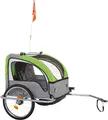 FISCHER Kinder Fahrradanhänger KOMFORT mit Federung 2 Kinder grün/anth. 86388