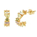 Brandlinger ® Ohrringe Silber 925. Creolen mit Stein Farbverlauf Regenbogen pastell. Schmuck Damen vergoldet mit 18 Karat Gold für Frauen und Mädchen. Äußerer Durchmesser 16mm.