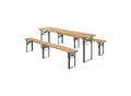 Juskys Bierzeltgarnitur Passau 3-teilig klappbar 220 cm - Festzeltgarnitur aus Holz Natur