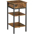 Vasagle Beistelltisch LET502B vintage braun, aus Holz / Metall, quadratisch, 35 x 70 cm (B/H), mit Schublade