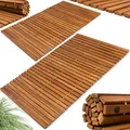 Deuba® 2X Badematte Holz FSC®-zertifiziertes Akazienholz rutschfest Badvorleger Duschmatte Holzduschmatte Badezimmerteppich Dusch Vorleger Stabmuster