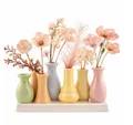 WestCraft Dekovase Handgefertigte Dänische kleine Keramik Deko Blumenvasen Set 7 Vasen (1 St), dekorative Keramikvasen auf festem Sockel, hübsche Mini Vase