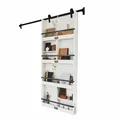 Loberon Schiebetür Besançon, origineller & platzsparender Organizer, mit Antik-Finish, schafft Privatsphäre & Ordnung, Raumteiler, Mangoholz, Eisen, weiß/schwarz