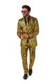 OppoSuits Glänzender Star-Anzug für Herren - Weihnachts- und Silvester-Party-Outfit - Inklusive Blazer, Hose und Krawatte - Schwarz