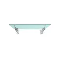 BuyLando Shop - [Modell - Milchglas] - Glasvordach - VSG Glas - inkl. Edelstahlhalter - Variationen (S-Form - Halter, 200x90cm)