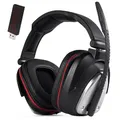 HUHD 2.4G Wireless Gaming Headset für PS4,PS4 Slim Nintendo Switch und PC Deep Bass und rotierende Metallohrmuscheln