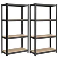SONGMICS Schwerlastregal, 2er Set, Kellerregal, Lagerregal, 40 x 80 x 160 cm, Regal mit Stahlgestell, bis 520 kg belastbar, 4 verstellbare Ablagen, schwarz GLR044B02