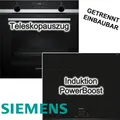 SIEMENS Herdset Backofen Teleskopauszug Hydrolyse EcoClean + Induktionskochfeld PowerBoost Restwärmeanzeige