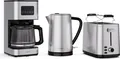 Klarstein Verosteel Vollständiges Frühstücksset – Toaster 2 Scheiben mit 7 Bräunungsstufen & Brötchenaufsatz, Wasserkocher 1.7L Edelstahl, Filterkaffeemaschine 12 Tassen, Warmhaltefunktion