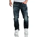 Amaci&Sons Straight-Jeans KANSAS Regular Fit Destroyed Jeans blau W38/L32