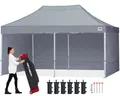 ABCCANOPY 3x6m Pavillon wasserdicht Pop-Up Gartenpavillon Festival Sonnenschutz mit 4 Seitenteilen+Handtasche,Grau