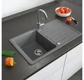 Bergstroem Granitspüle, Grau, 76 x 46 cm mit Trockenplatz, Rechteckig, 76.5/46 cm, beidseitig montierbar, (1 St)