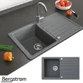 Granit Spüle Küchenspüle Einbauspüle Spülbecken 765x460mm Grau Bergström