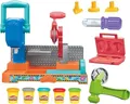 Play-Doh Werkbank Spielset, 5 x 56 g Dosen Modelliermasse in bunten Farben, mit