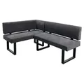 byLIVING Eckbank VANCOUVER / Webstoff anthrazit / Metall Gestell schwarz pulverbeschichtet / Taschenfederkern / 125 x 181,5, H 86 cm - Schwarz
