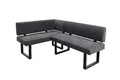 byLIVING Eckbank Vancouver/Webstoff anthrazit/Metall Gestell schwarz pulverbeschichtet/Taschenfederkern/Langer Schenkel rechts/Küchenbank/Sitzbank/ 125 x 181,5, H 86 cm