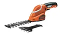 Black+Decker Akku-Strauch- und Grasschere werkzeugloser Klingenwechsel (7 V, Laufzeit ca. 50min, leichtes Gewicht inkl. Ladekabel und Ladestation, 3 Stufen-Ladestandanzeige) schwarz orange, GSL700