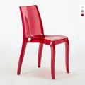 Cristal Light Grand Soleil Design Stapelbare Stühle Aus Transparentem Polycarbonat Für Küche Und Bar - Transparent Rot