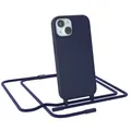 Handyband für Apple iPhone 15 Silikon Handykette Schnur Hülle mit Kette Blau