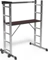 VOUNOT® Alu Leitergerüst 3 in 1, Arbeitsbühne bis 150KG Belastbar, 2x6 Sprossen