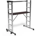 Alu Leitergerüst 3 In 1, Arbeitsbühne Bis 150kg Belastbar, 2x6 Sprossen - Vounot