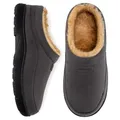 HomeTop Herren Mokassin Hausschuhe Weiche Warme Rutschfeste Memory Schaumstoff Innen Pantoffeln mit flauschigem Futter Grau,42-43 EU