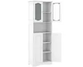 COSTWAY Hochschrank Küche, Badezimmerschrank, mit 4 Türen & Fach, Weiß