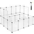 SONGMICS Kleintierkäfig, 2-stöckig mit Metallgittertreppen 143x108x92cm, weiß