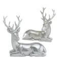 Dekofigur Tobin Hirsch liegend mit Geweih silber H 15 cm Stückpreis