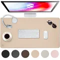 Sidorenko Schreibtischunterlage 80x40cm abwaschbar in beige - Tischunterlage aus PU- Leder - Schreibtisch Unterlage für Büro - rutschfeste Desk Mat, Mousepad, Mauspad, Schreibtischmatte groß