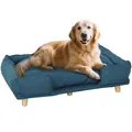 PawHut Hundesofa Hundecouch mit Rückenlehne, Holzbeine Hundebett mit Polyester Haustiersofa Katzensofa für große Hunde bis zu 30 kg und 60 cm Schulterhöhe, 96 x 66 x 24 cm Dunkelblau