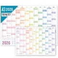Häfft® Wandkalender 2026 A3 gefalzt (42 x 29,7 cm) "Rainbow" Wandplaner mit Ferien-Übersicht und Feiertagen + gratis A4-Kalender - nachhaltig & klimafreundlich
