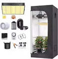 JUNG Gewächshaus Growbox Komplettset Anzuchtset mit Zuchtzelt 70 x 70 x 160,00 cm, LED Lampe, Anbau Pflanzen