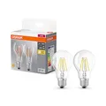 OSRAM BASE CLASSIC A FIL 40 LED-Lampe mit Sockel E27, klassische Kolbenform, Doppelpack, 4W, 470lm, 2700K, warmweißes Licht, geringe Wärmeentwicklung, lange Lebensdauer, geringer Energieverbrauch
